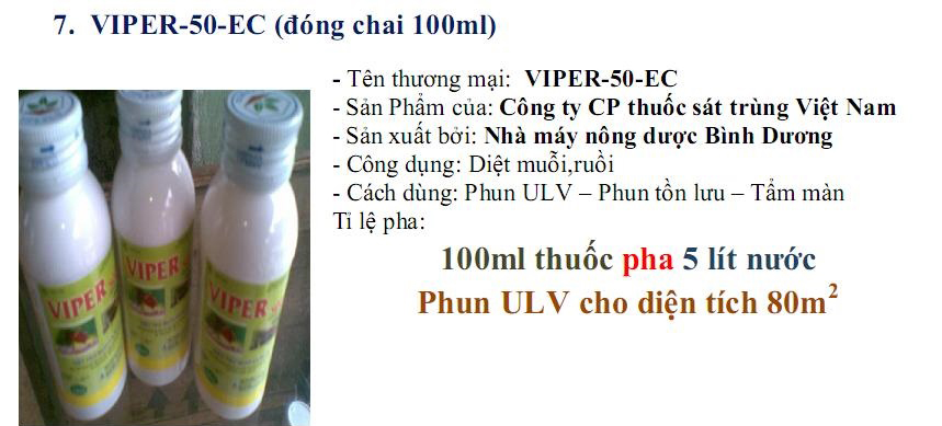 Viper 50 EC đóng chai 100ml diệt muỗi - diệt ruồi